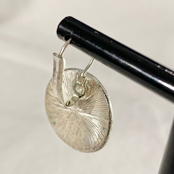 Sparkling Red Brown Goldstone Dangle Earrings Silver Tone Teardrop Lever Back - Picture 5 of 5